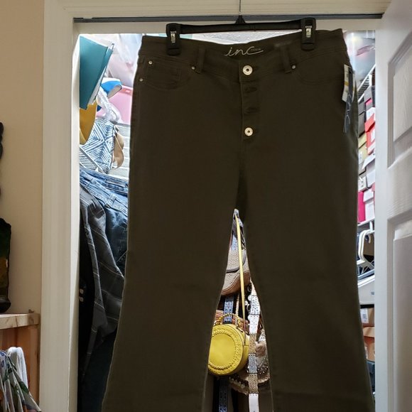 Inc Green Frayed Denim Jeans Pants NWT - Picture 3 of 8